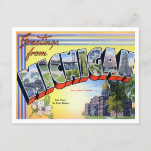 Michigan Vintag Big Letters Postcard Postkarte