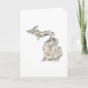 Michigan Vintag Picture Map Gruß Karte