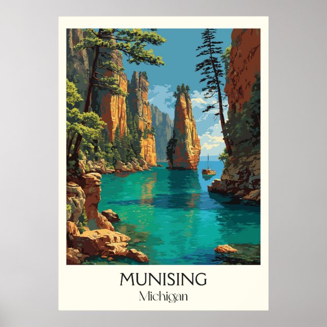 Michigan Vintag Pictured Rocks Art Poster (Vorne)