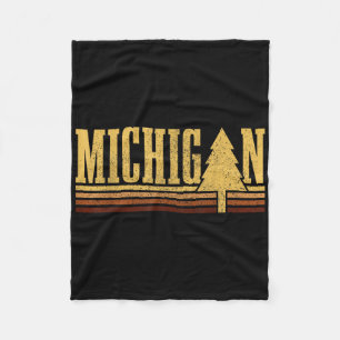 Michigan Vintage Baum State Pride Camping Wandern Fleecedecke
