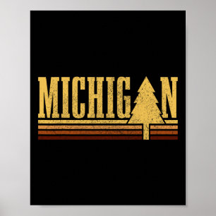Michigan Vintage Baum State Pride Camping Wandern  Poster