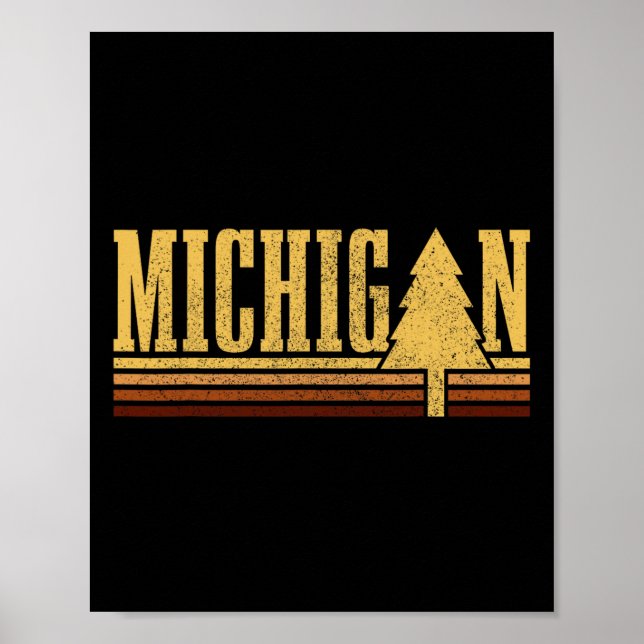 Michigan Vintage Baum State Pride Camping Wandern  Poster (Vorne)