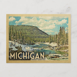 Michigan Vintage Wandern Snowy Winter Natur Postkarte