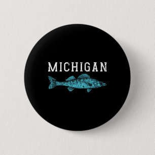 Michigan Walleye-Angeln Fischer Angler Mittlerer W Button