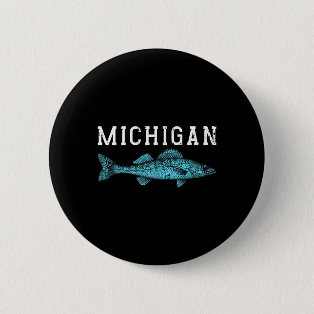 Michigan Walleye Fishing Fisherman Angler Midwest Button (Vorderseite)