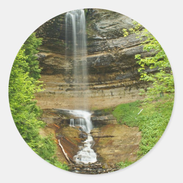 Michigan Waterfall Runder Aufkleber (Vorderseite)