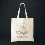 Michigan Wedding Welcome Tote Bag Tragetasche<br><div class="desc">Diese Tasche in Michigan ist der ideale Ort,  um die Gäste der Stadt zu Ihrer Hochzeit willkommen zu heißen! Packen Sie es mit lokalen Goodies für ein extra lustiges Willkommenspaket.</div>