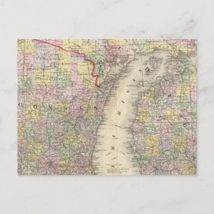 Michigan, Wisconsin Postkarte