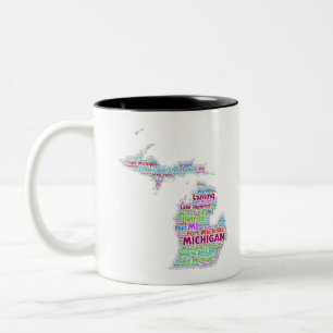 Michigan-Wort-Wolke Zweifarbige Tasse