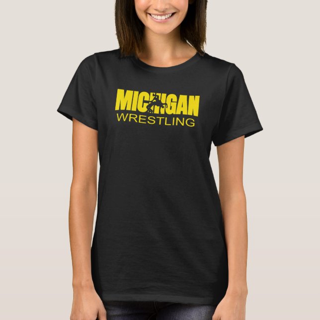 Michigan Wrestling Freestyle Wrestler Mi The Wolve T-Shirt (Vorderseite)