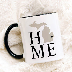 Michigan Zuhause Beige und Grau City Heart Tasse