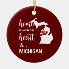 Michigan Zuhause ist das Herz Keramik Ornament