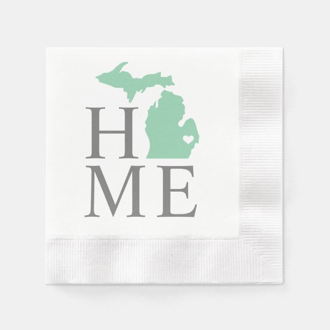 Michigan Zuhause Mint Green Custom City Heart Serviette (Vorderseite)