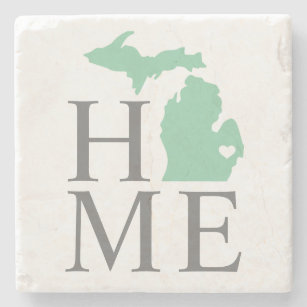 Michigan Zuhause Mint Green Custom City Heart Steinuntersetzer