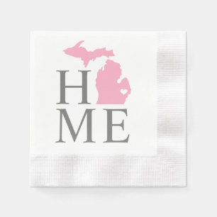 Michigan Zuhause Pink und Grau City Heart Serviette