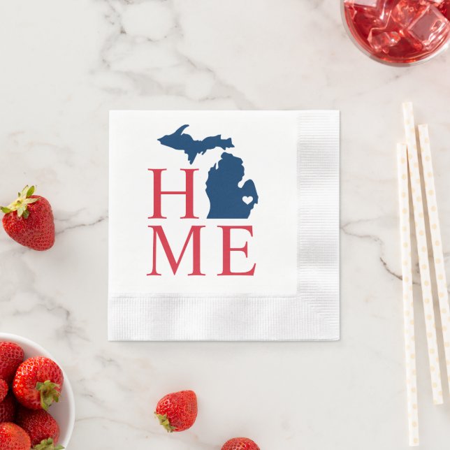 Michigan Zuhause Red White Blue Custom City Herz Serviette (Beispiel)