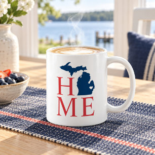 Michigan Zuhause Rot Weiß Blau Staat Herz Kaffeetasse