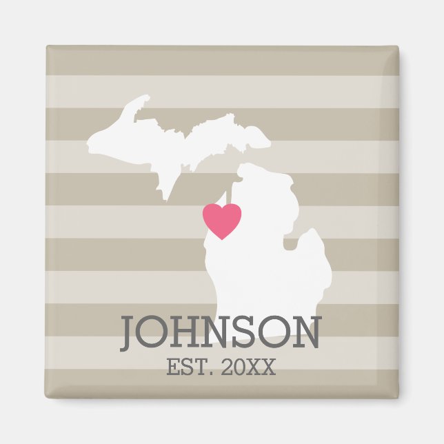 Michigan Zuhause Staat City Map - Custom Wedding Magnet (Vorne)