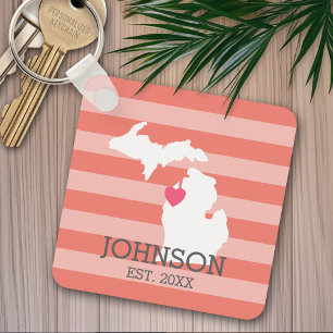 Michigan Zuhause Staat City Map - Custom Wedding Schlüsselanhänger