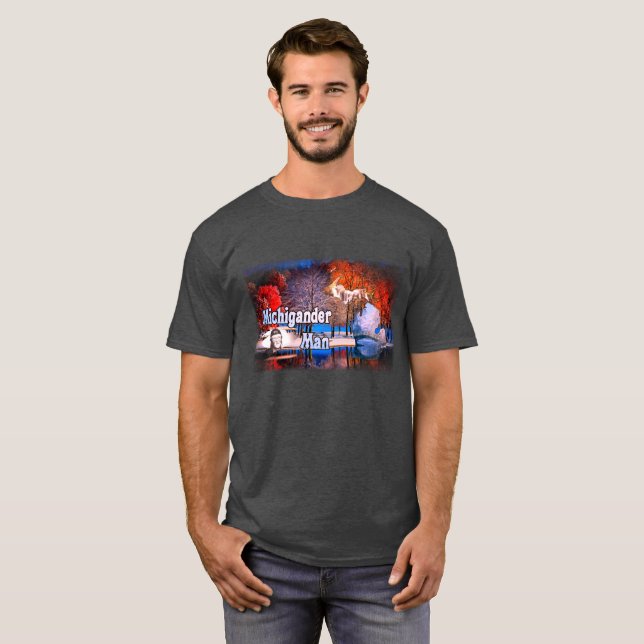 Michigander Mann-Fall-Schnee T-Shirt (Vorne ganz)