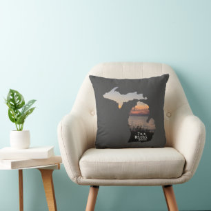 Michigander-Silhouette des Staat mit Typografie Kissen