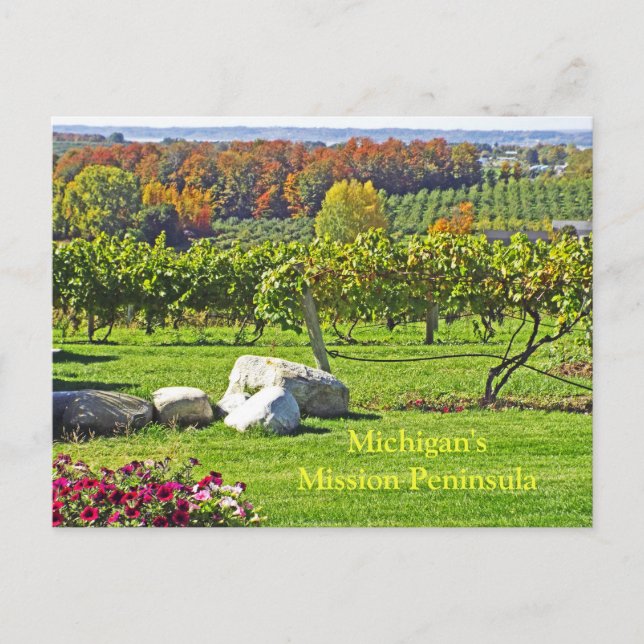 MICHIGANS ALTE MISSIONSPENINSULA IN FALL POSTKARTE (Vorderseite)