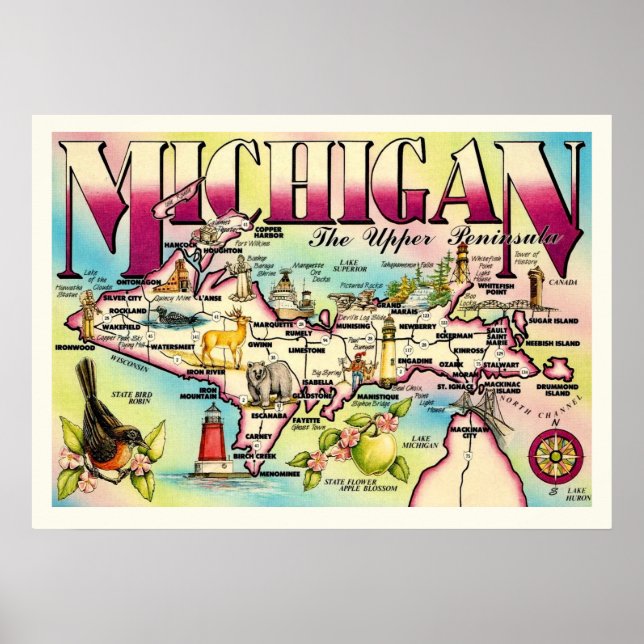 Michigans Upper Peninsula Druck Poster (Vorne)