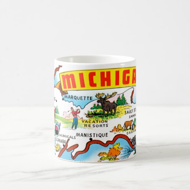 Michigan's Upper Peninsula Karte Kaffeetasse (Mittel)