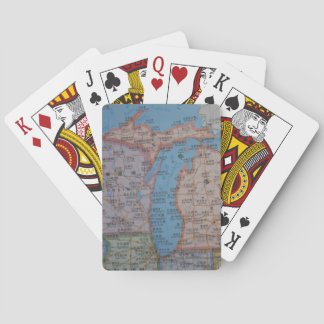 Michigansee, HERAUF, WI, MI-Karte auf Chinesen Spielkarten