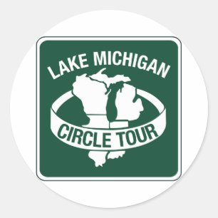 Michigansee-Kreis-Ausflug, Zeichen, Wisconsin, USA Runder Aufkleber