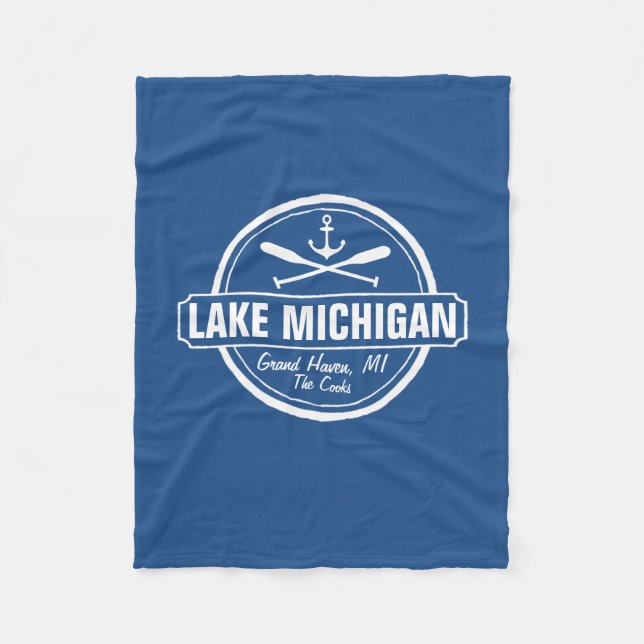 Michigansee, kundenspezifische Stadt, Name, Anker, Fleecedecke (Vorderseite)