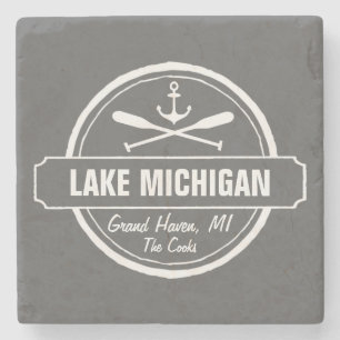 Michigansee, kundenspezifische Stadt, Name, Anker, Steinuntersetzer