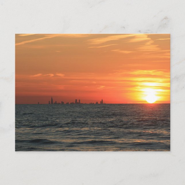 Michigansee-Sonnenuntergang 1 Postkarte (Vorderseite)