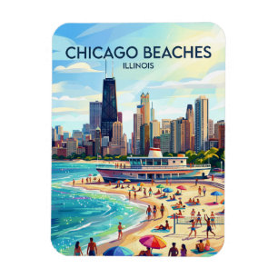 Michigansee und North Avenue Beach Chicago USA Magnet