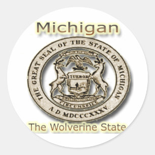 Micigan The Wolverine Staat Staat Siegel Runder Aufkleber