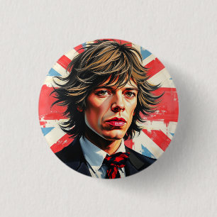 Mick Jagger Rolling Stones vor einer Gewerkschaft  Button