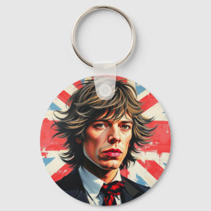 Mick Jagger Rolling Stones vor einer Gewerkschaft  Schlüsselanhänger