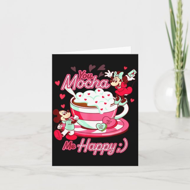 Mickey Amp Minnie Valentines Day You Mocha Me H  Karte (Vorderseite)