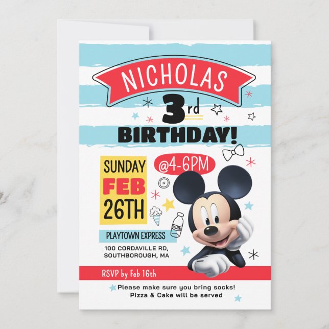 Mickey Mouse Fun Birthday Customizable Invitation (Devant)