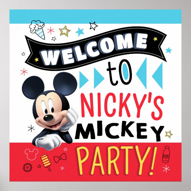 Mickey Mouse Fun Birthday Customizable Party sign Poster (Vorne)