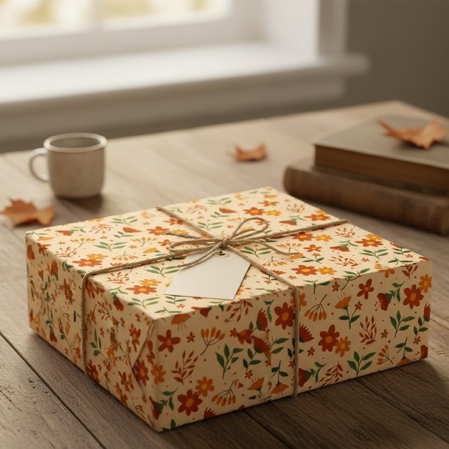 Micro Autumnal Flower and Leaf Pattern Gift Wrap  Geschenkpapier (Von Creator hochgeladen)