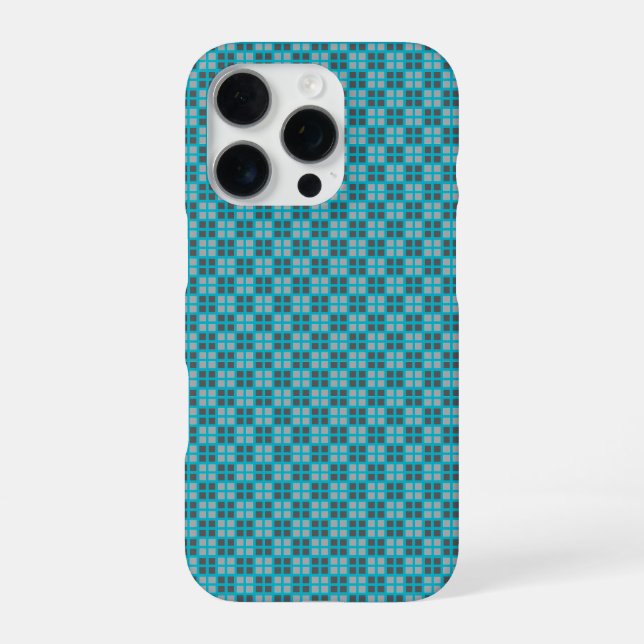 Micro Checkered Blue iPhone Protector 16 Pro Hülle (Rückseite)