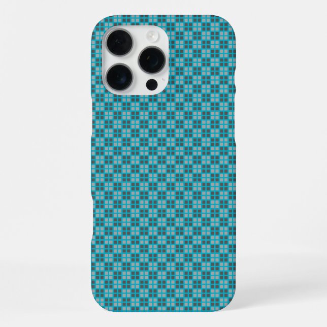 Micro Checkered Blue iPhone Protector 16 Pro Max Hülle (Rückseite)