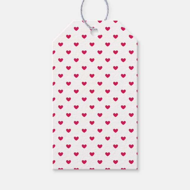 Micro Hearts Raspberry - Weiß Geschenkanhänger (Vorderseite)