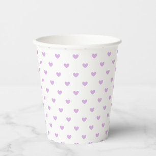 Micro Hearts Soft Lilac - Weiß Pappbecher