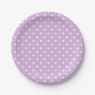 Micro Hearts White - Sanftes Lilac Pappteller