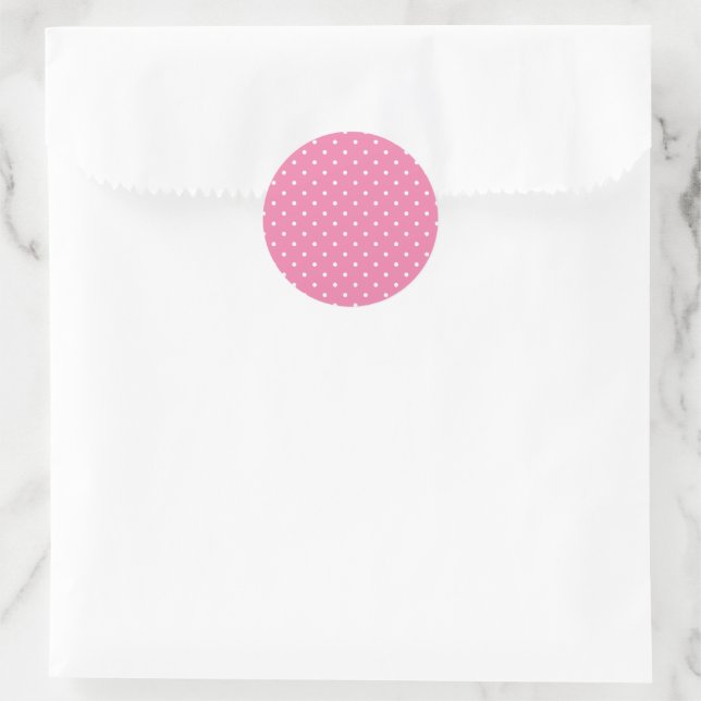 Micro Polka Dot White - Fuchsia Pink Runder Aufkleber (Tasche)