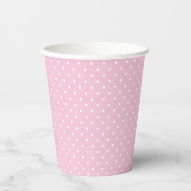 Micro Polka Dot White - Light Pink Pappbecher (Vorderseite)