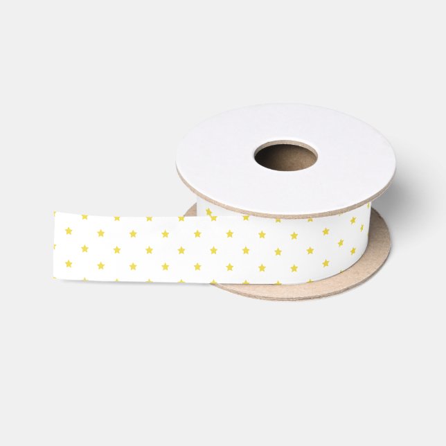Micro Stars Golden Yellow - White Satinband (Spule)