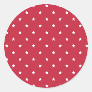 Micro Stars White - Cherry Red Runder Aufkleber